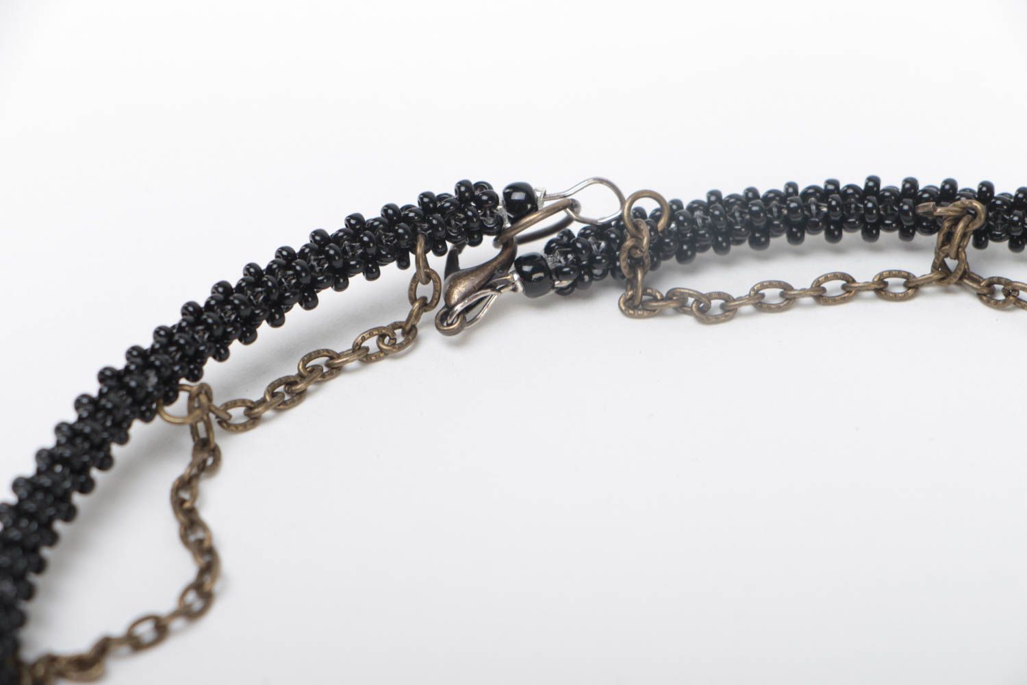 Handmade beaded necklace unusual stylish accessory beautiful jewelry on chain photo 4