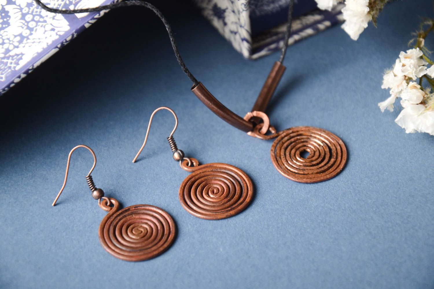 Handmade copper jewelry copper wire pendant copper earrings copper jewelry photo 1