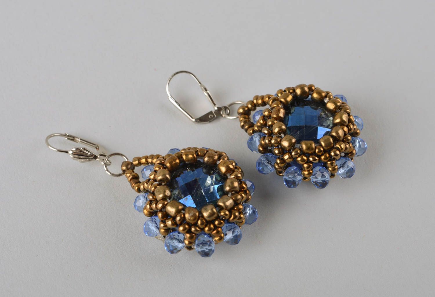 Handmade evening earrings seed beads earrings fashion jewelry stylish accessory photo 5