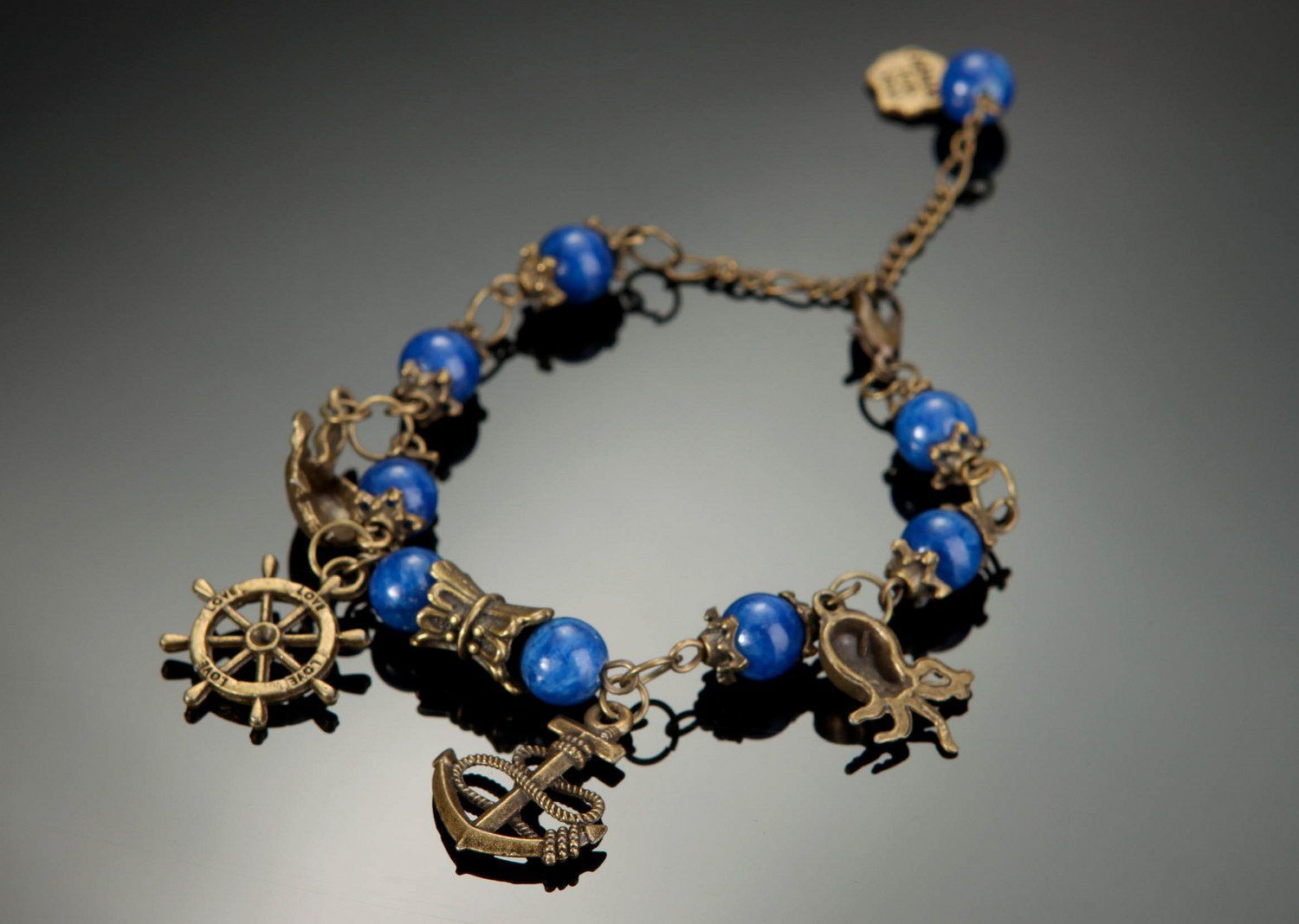 Bronze bracelet with lazurite photo 1