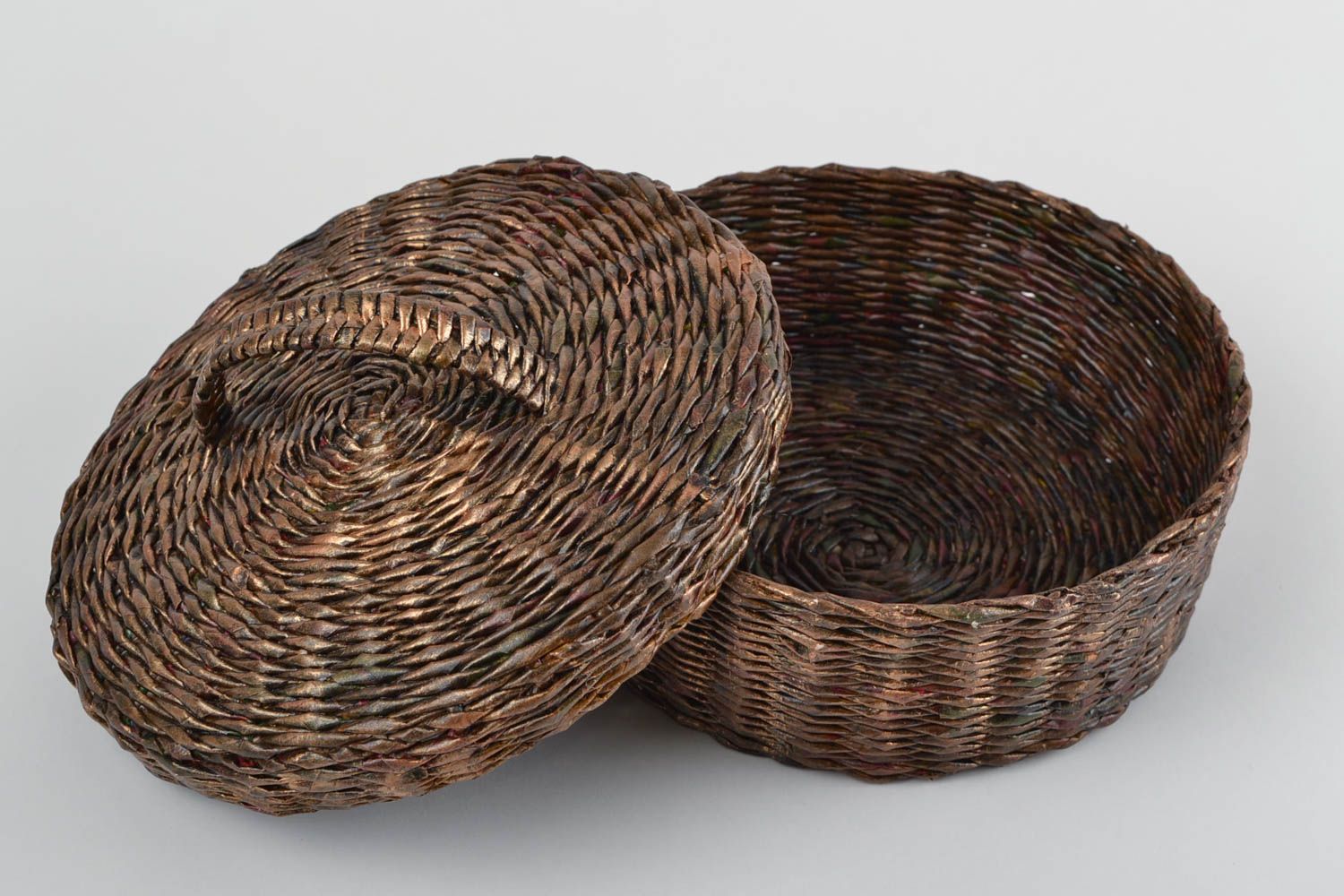 Handmade woven basket unusual present basket stylish decor basket made of paper photo 4