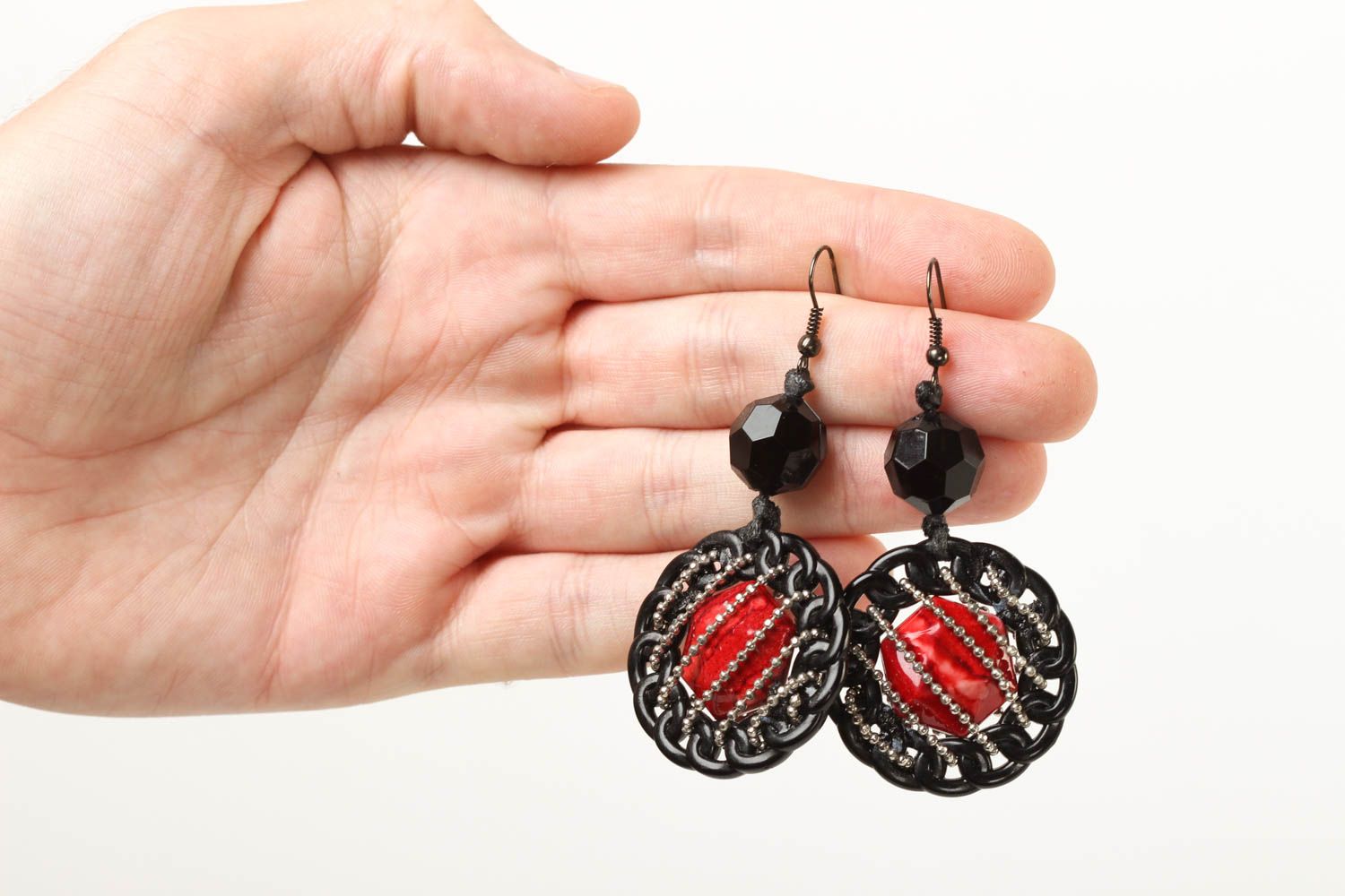 Beautiful handmade plastic earrings dangle earrings artisan jewelry designs photo 5