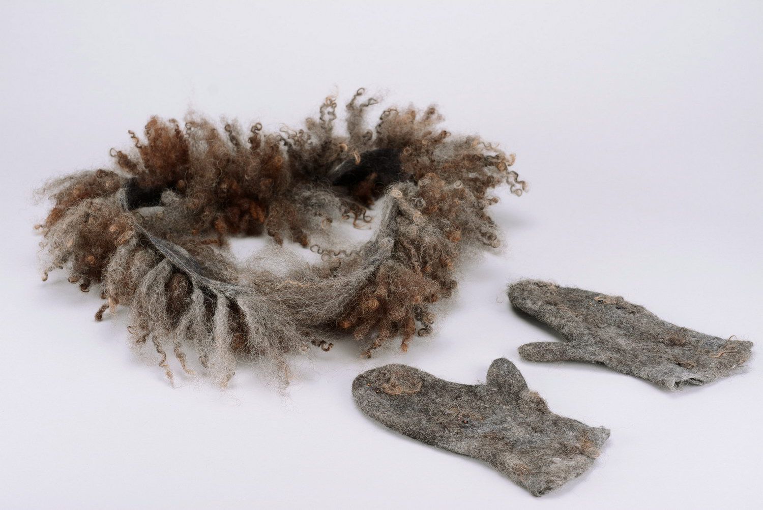 Collar for coat and mittens made of eco-fur photo 1