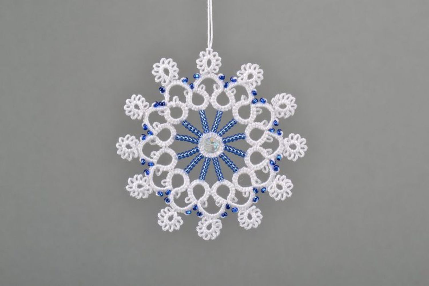Christmas tree decoration Snowflake with crystals photo 3