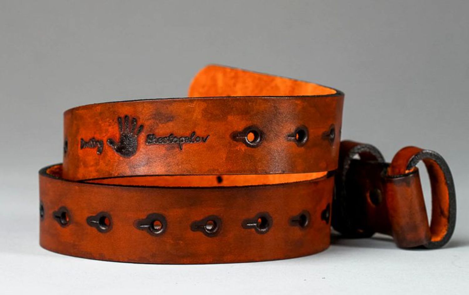 Brown leather belt photo 5