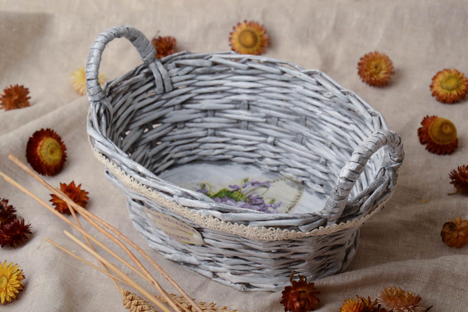 Paper rod woven basket photo 1
