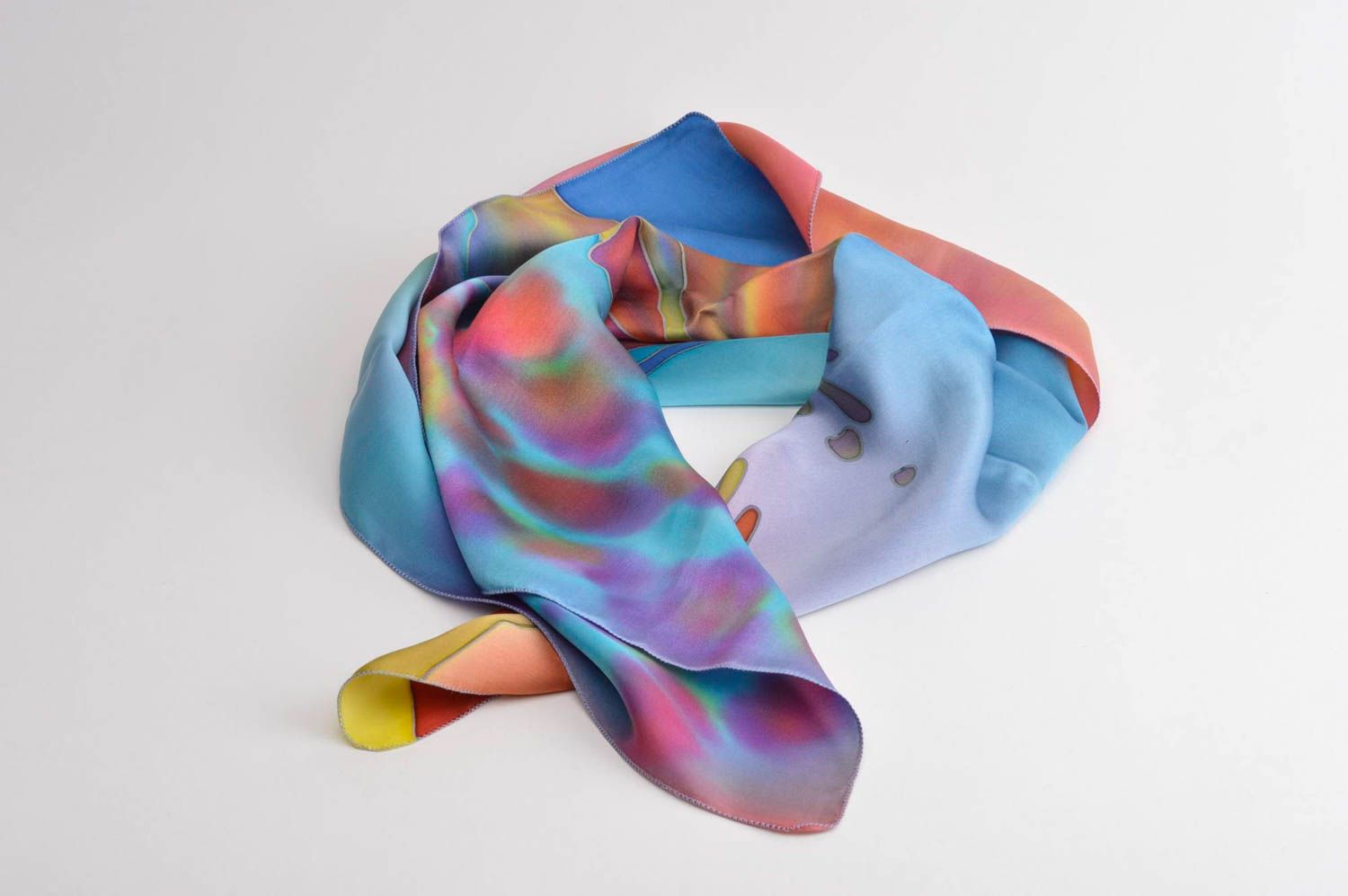 Pañuelo de seda accesorio de moda hecho a mano multicolor regalo original foto 3