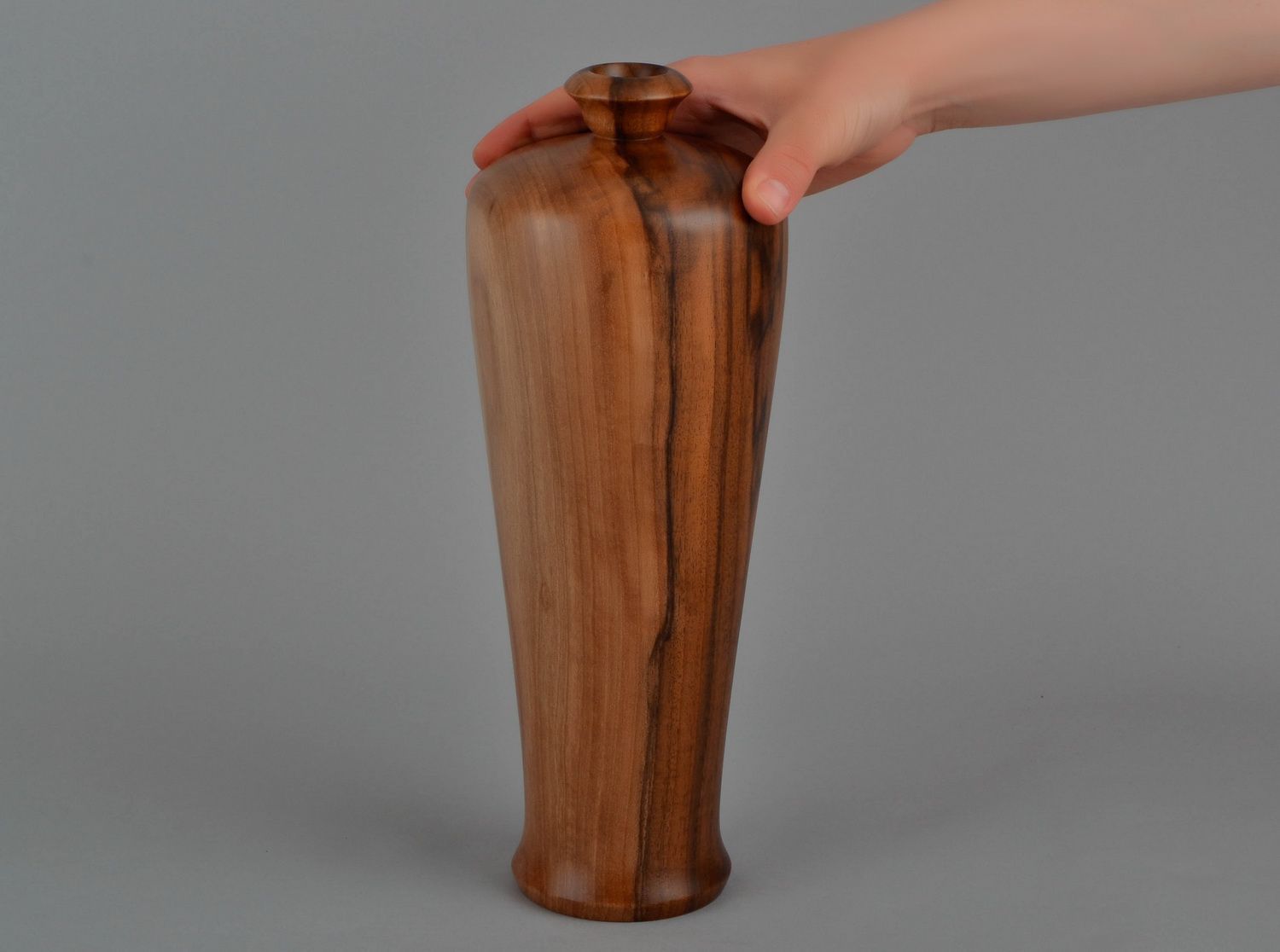 Vaso decorativo de madeira maciça de nogueira foto 5