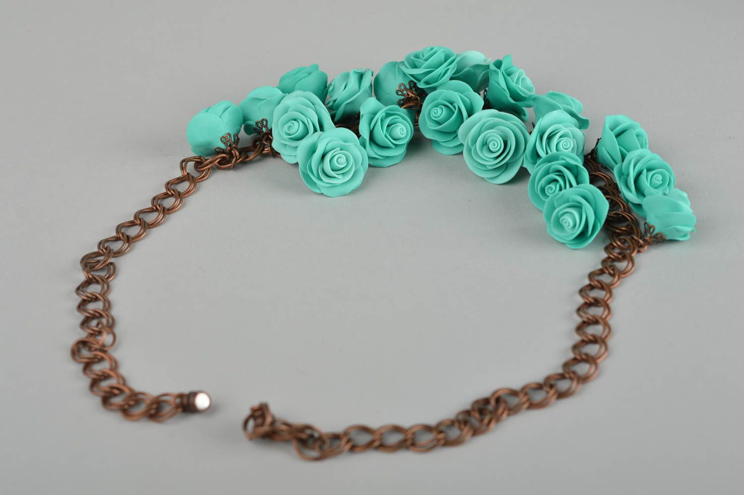 Flower necklace handmade polymer clay accessories plastic jewelry chain necklace photo 3