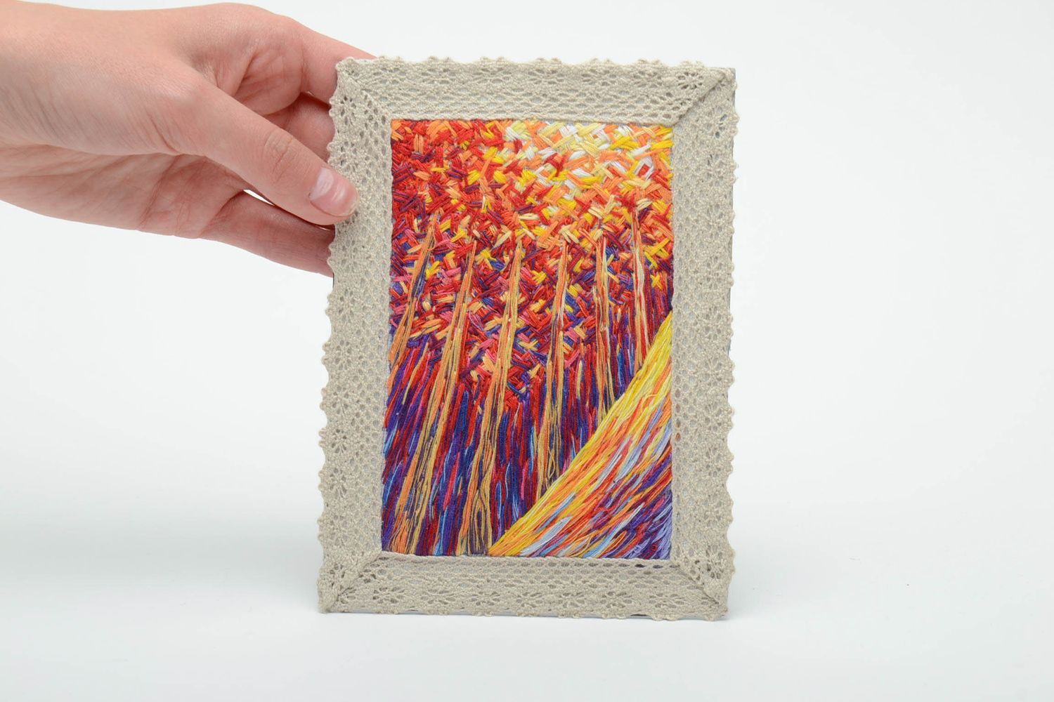 Satin stitch embroidered textile fridge magnet-picture photo 5