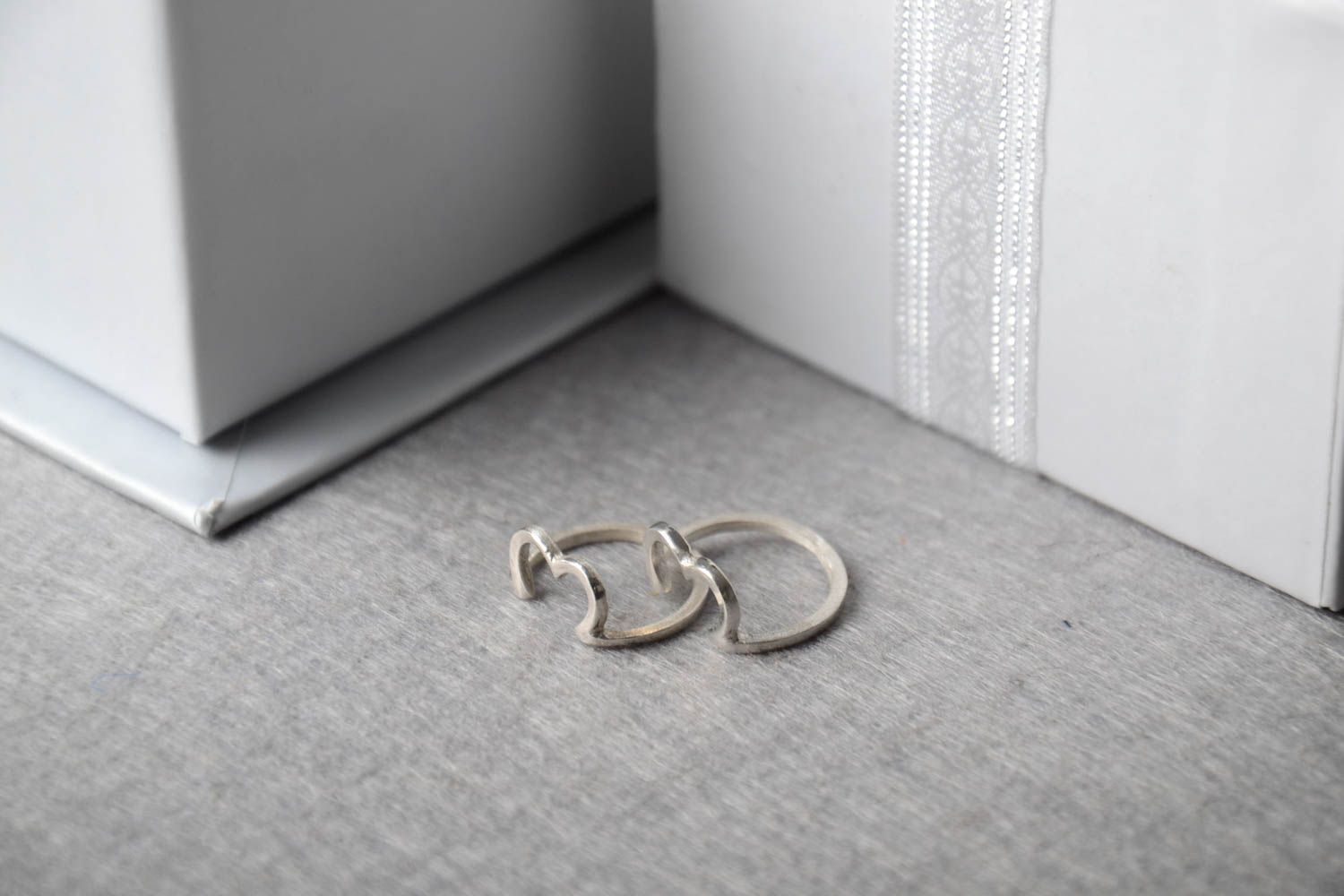 Handmade Silber Ringe Damen Modeschmuck Accessoires für Frauen Set 2 Stück foto 1