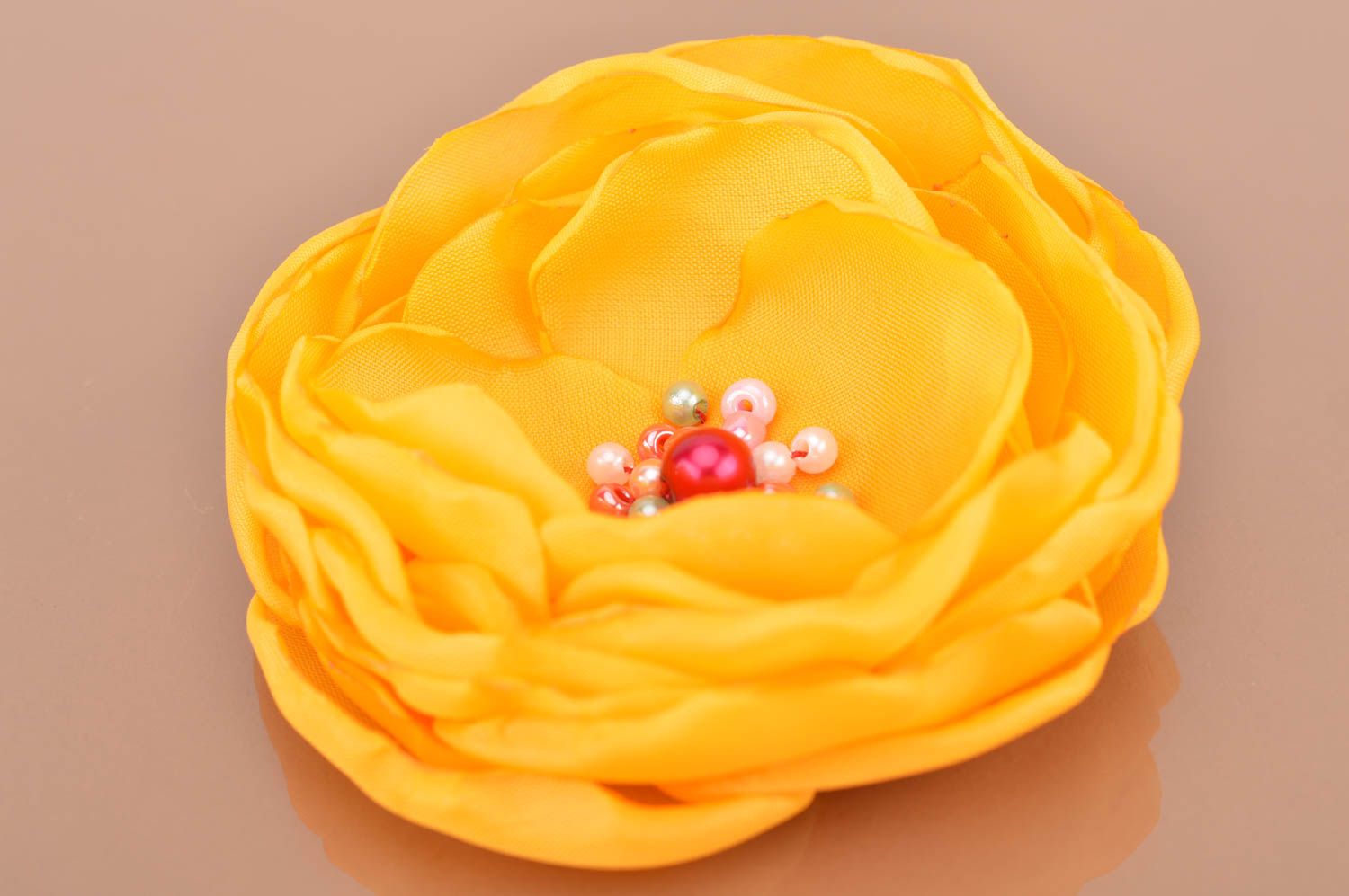 Handmade Haarspange Blume Damen Modeschmuck Accessoire für Haare in Gelb foto 4