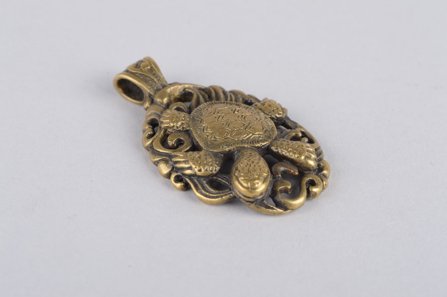 Handmade designer metal pendant unusual bronze pendant cute turtle pendant photo 3