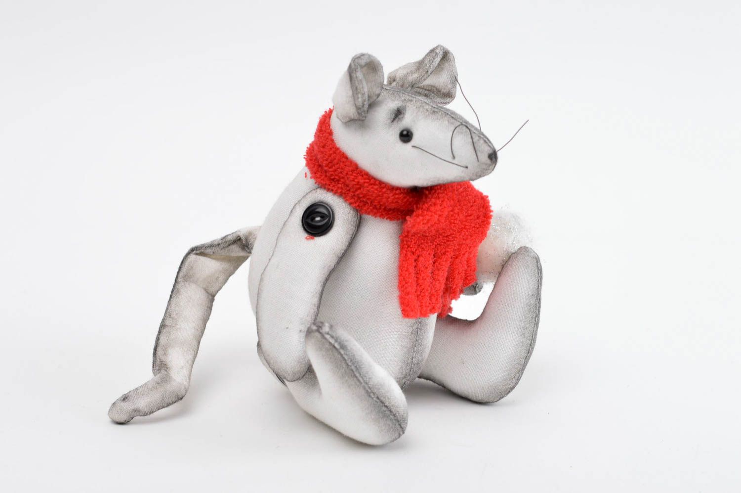Игрушка мышка ручной работы детская игрушка с шарфиком мягкая игрушка красивая фото 4