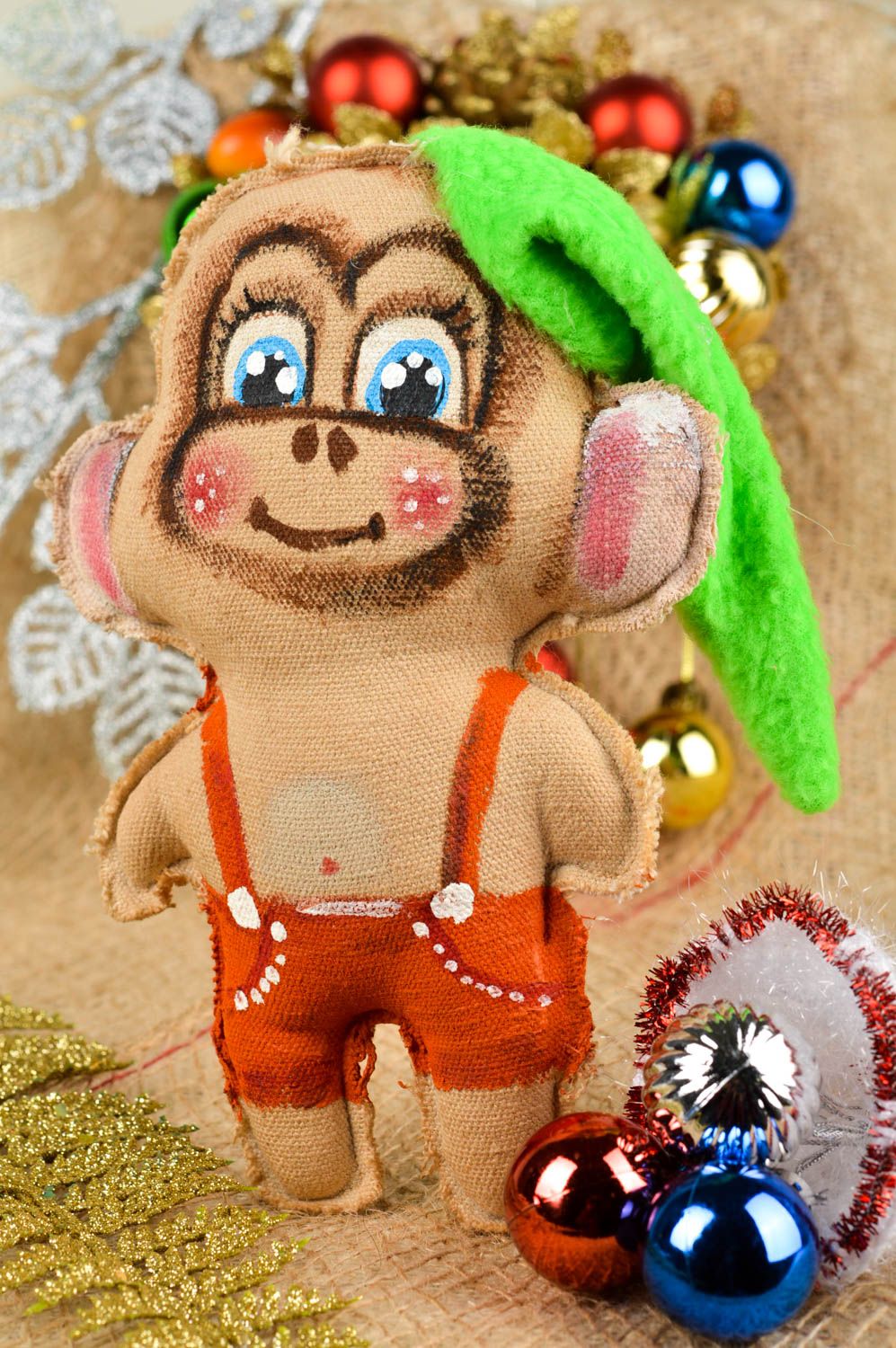 Mono de peluche divertido hecho a mano juguete infantil decoración de interior  foto 1