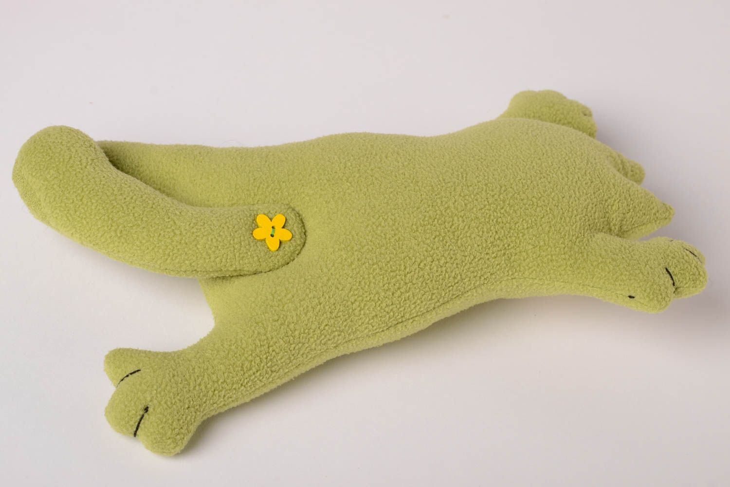 Детская игрушка handmade игрушка из флиса мягкая игрушка зеленый котик фото 4