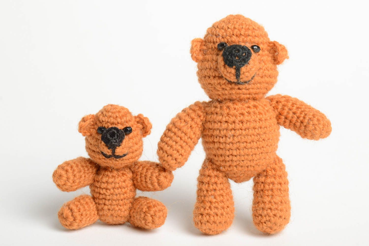 Peluches ours faites main Jouets tricotés au crochet 2 pièces Cadeau enfant photo 2