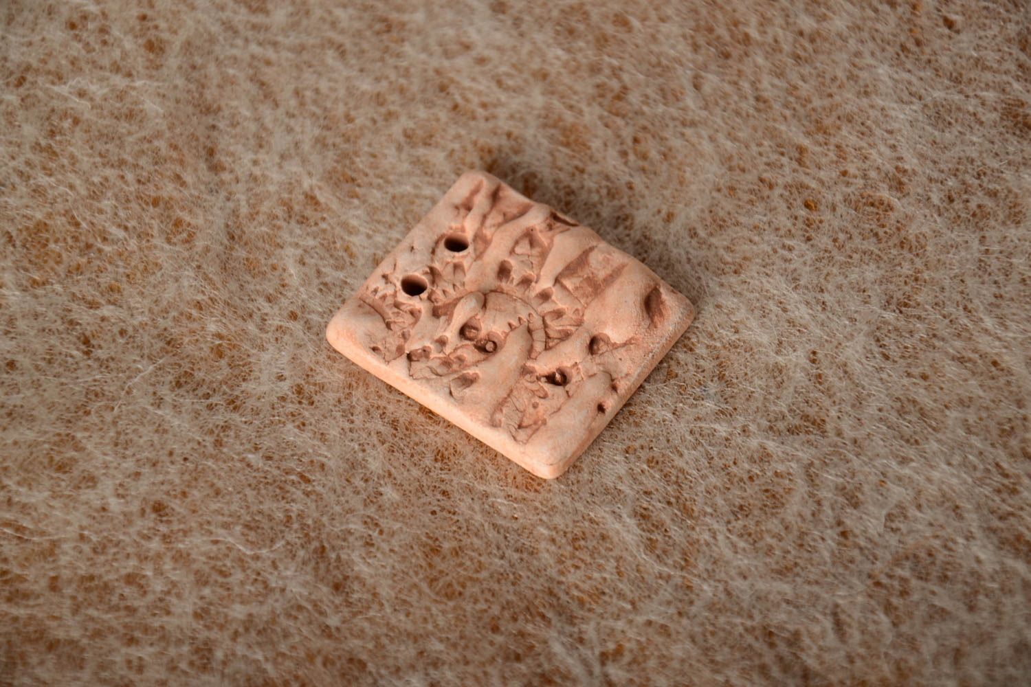 Handmade square designer clay blank for DIY pendant making  photo 1