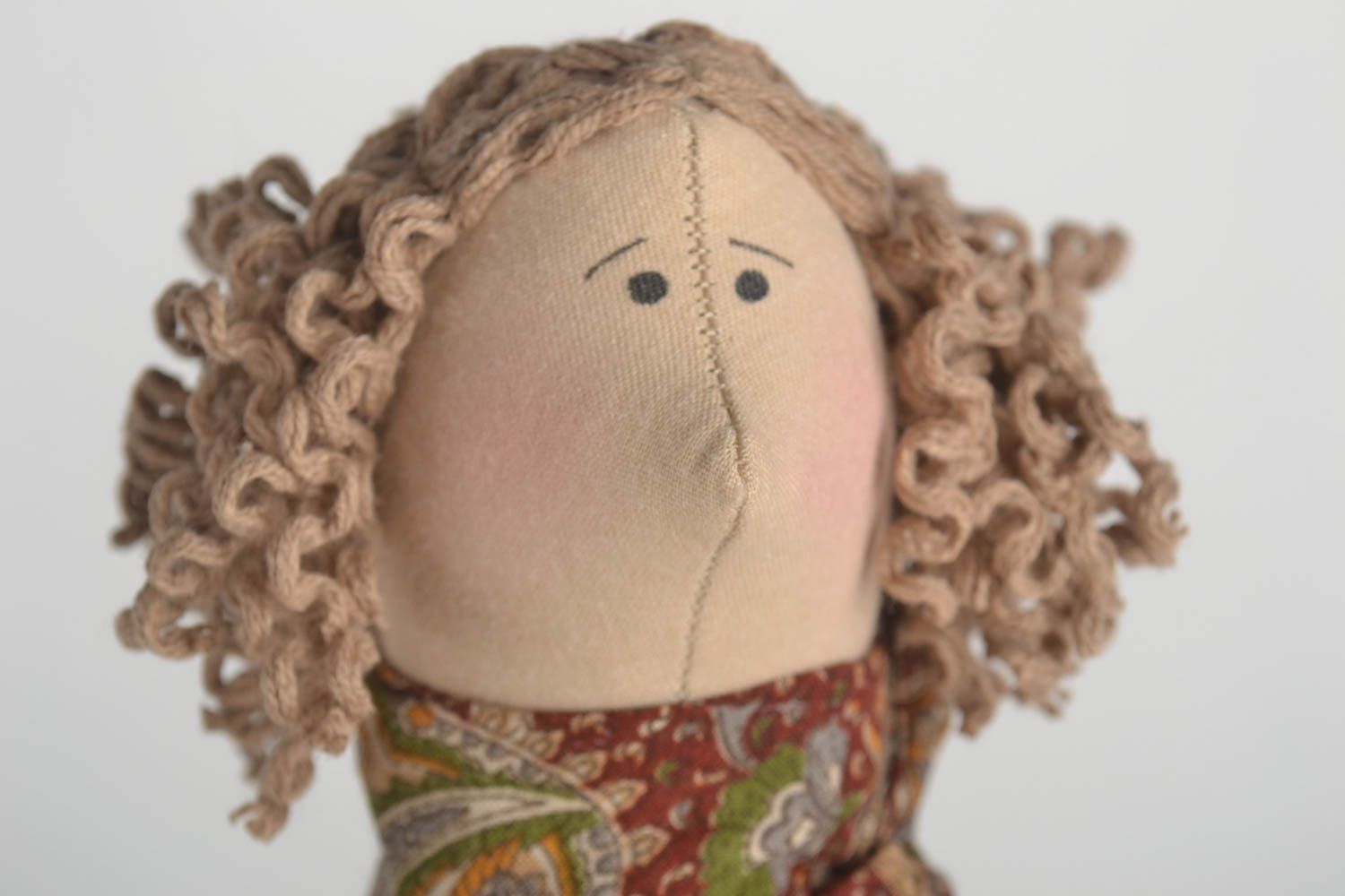 Handmade Stoff Puppe Haus Dekoration Geschenk für Frau mit Ständer in Braun foto 2