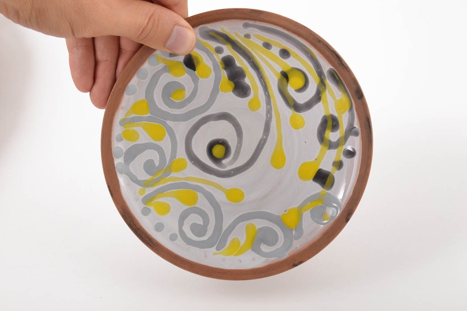 Handmade ceramic plate clay plate painted plate frost eco friendly dishware  photo 2
