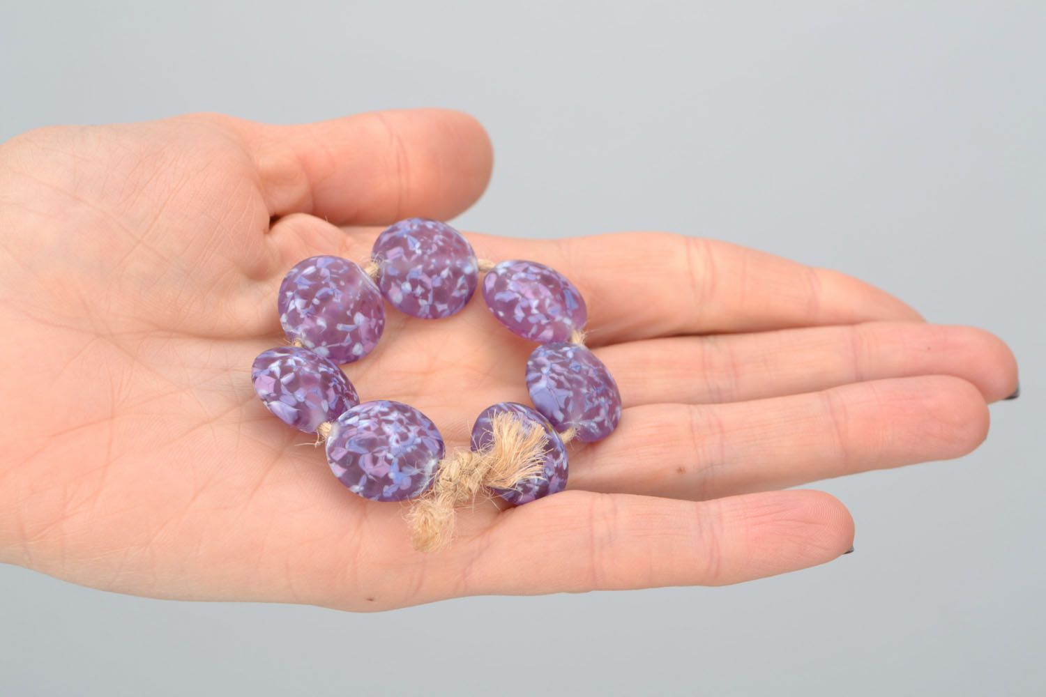 Ensemble de perles de verre au chalumeau violettes photo 2