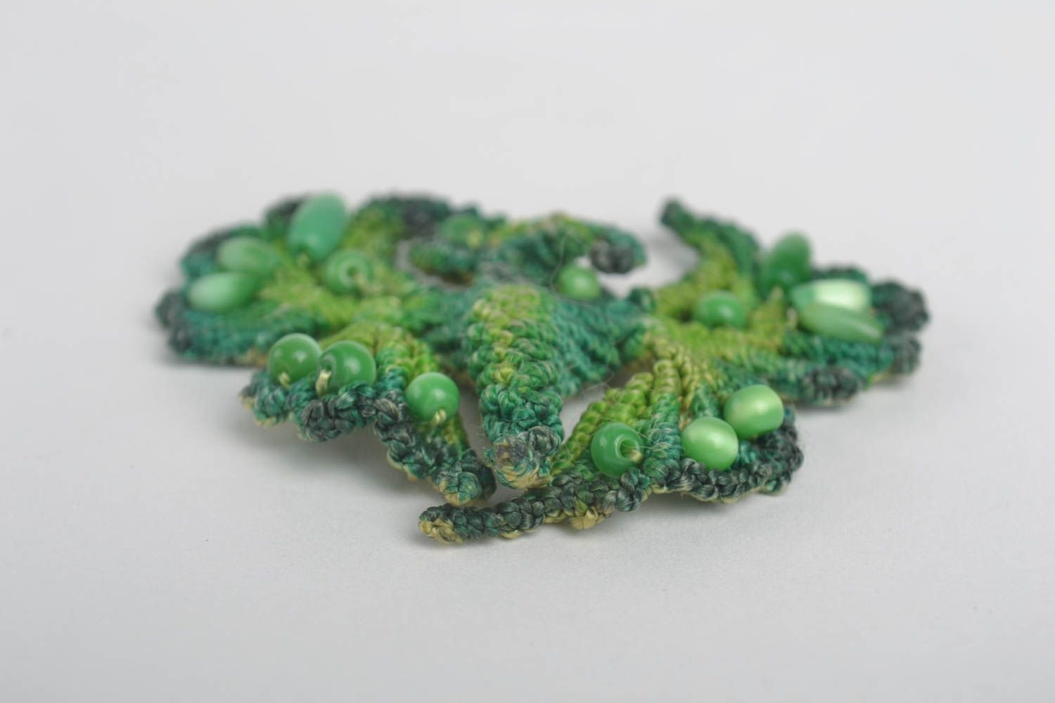Handmade green woven brooch stylish butterfly brooch unusual accessory photo 4