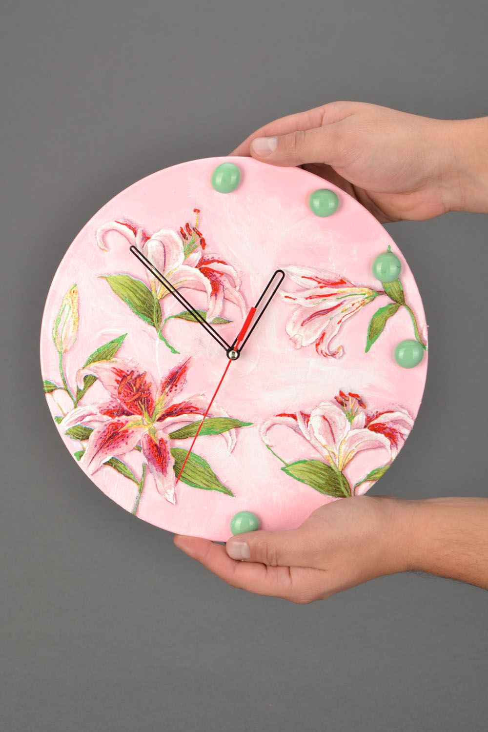 Wall clock with decoupage Lily photo 2