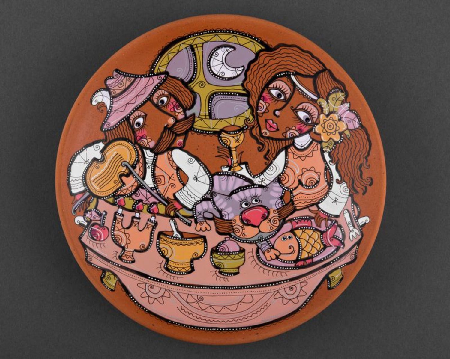 Decorative plate made of clay Festive dinner photo 4