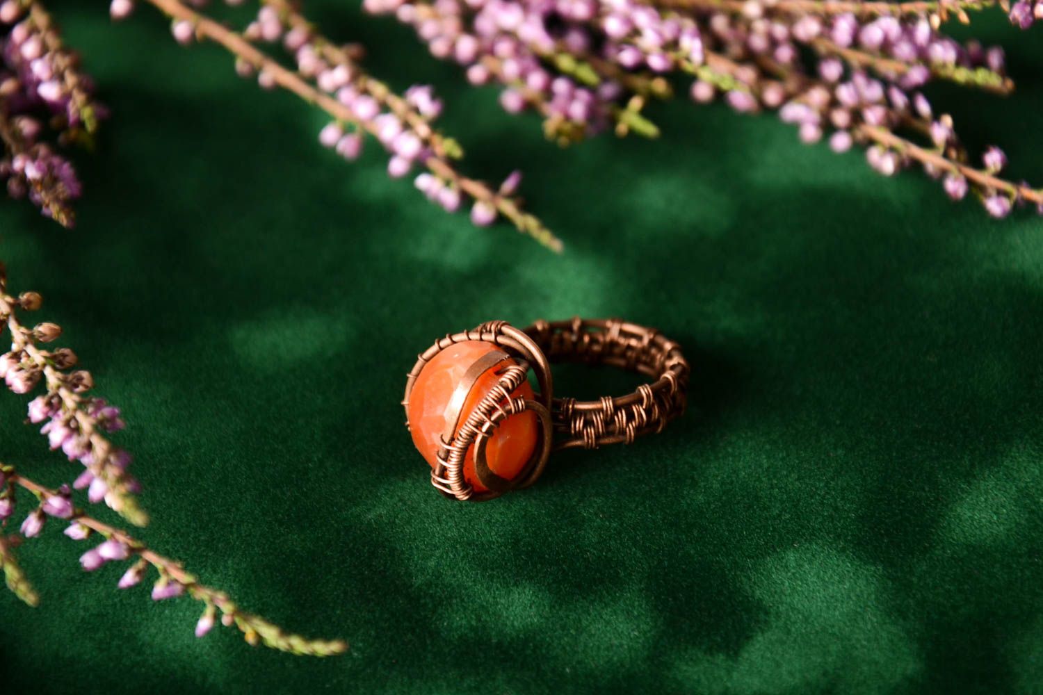 Красивое кольцо ручной работы необычное украшение изделие из меди оригинальное фото 1