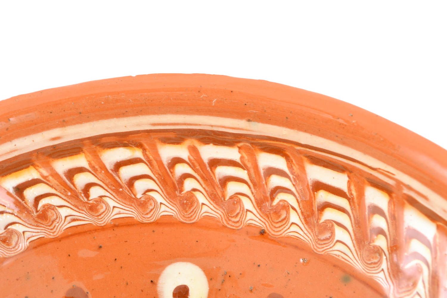 Petit bol creux en céramique brun peint d'engobes fait main aux motifs ethniques photo 2