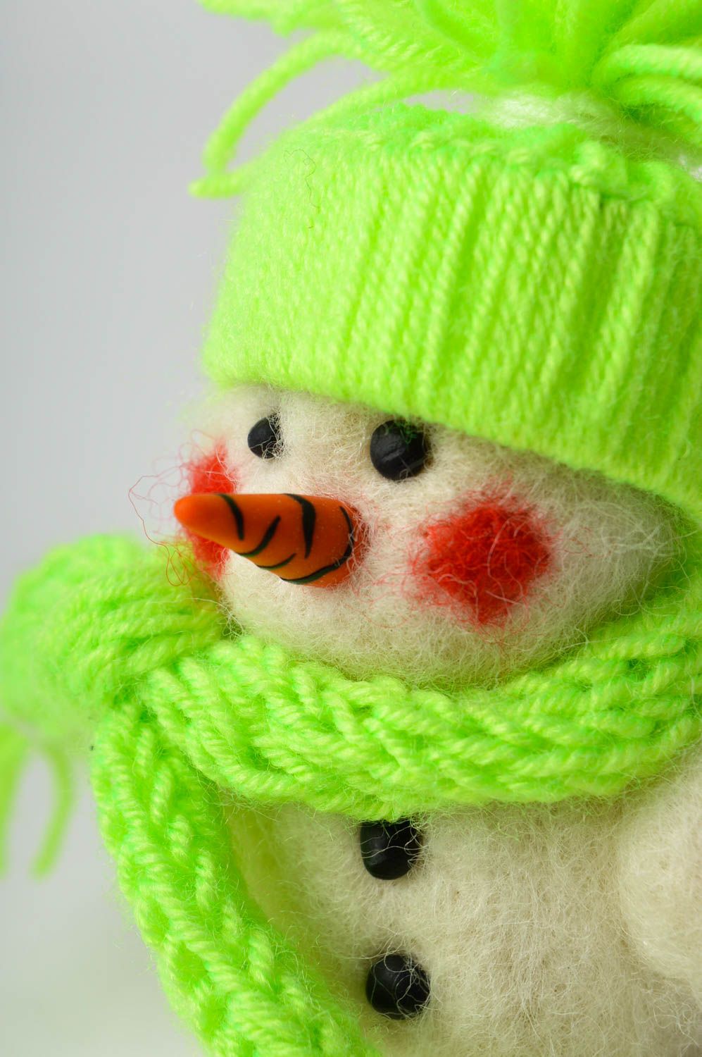 Peluche bonhomme de neige faite main décorative en laine feutrée Déco de Noël photo 4
