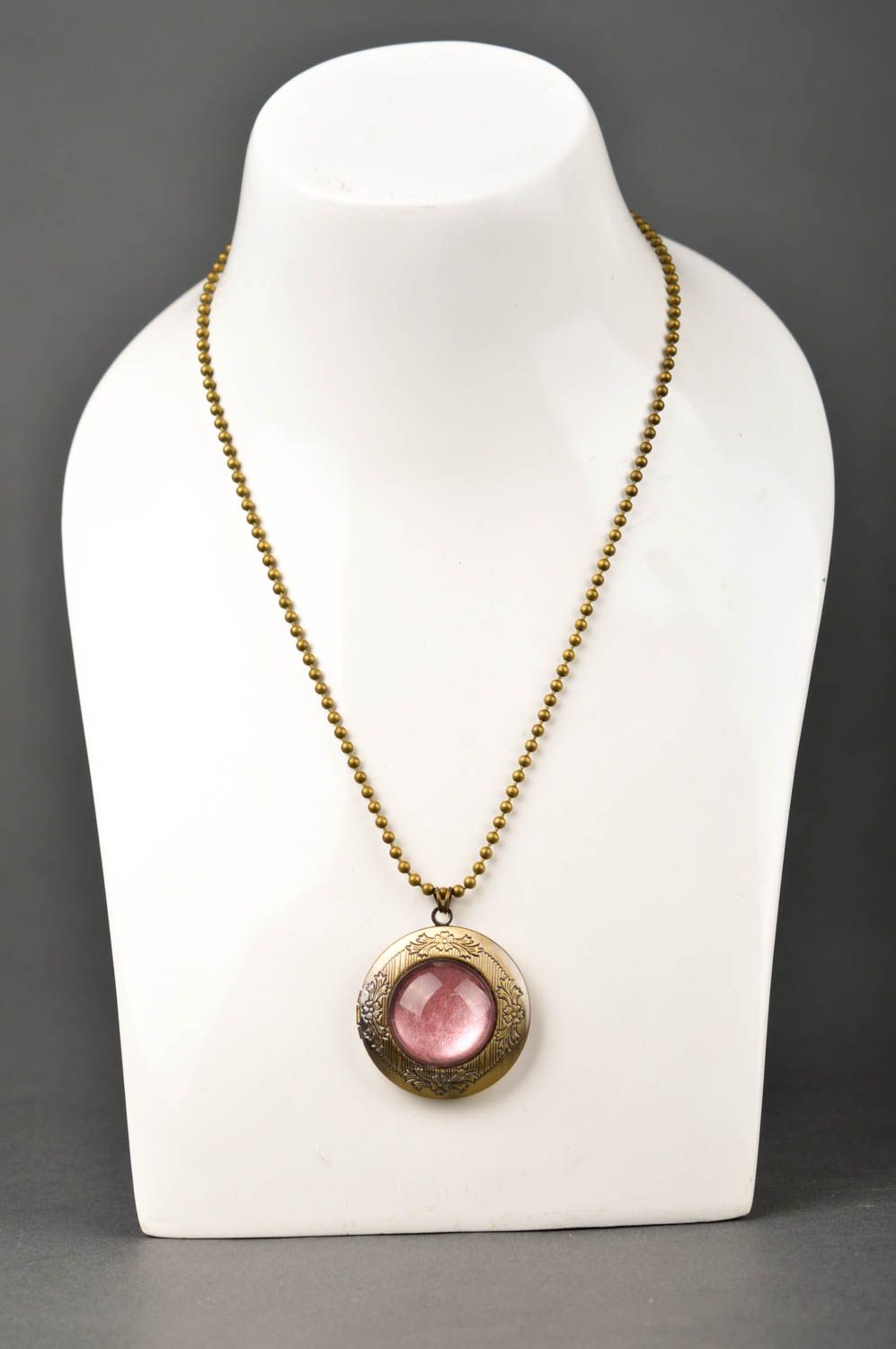 Handmade designer pendant metal pink pendant jewelry on chain elegant pendant photo 2
