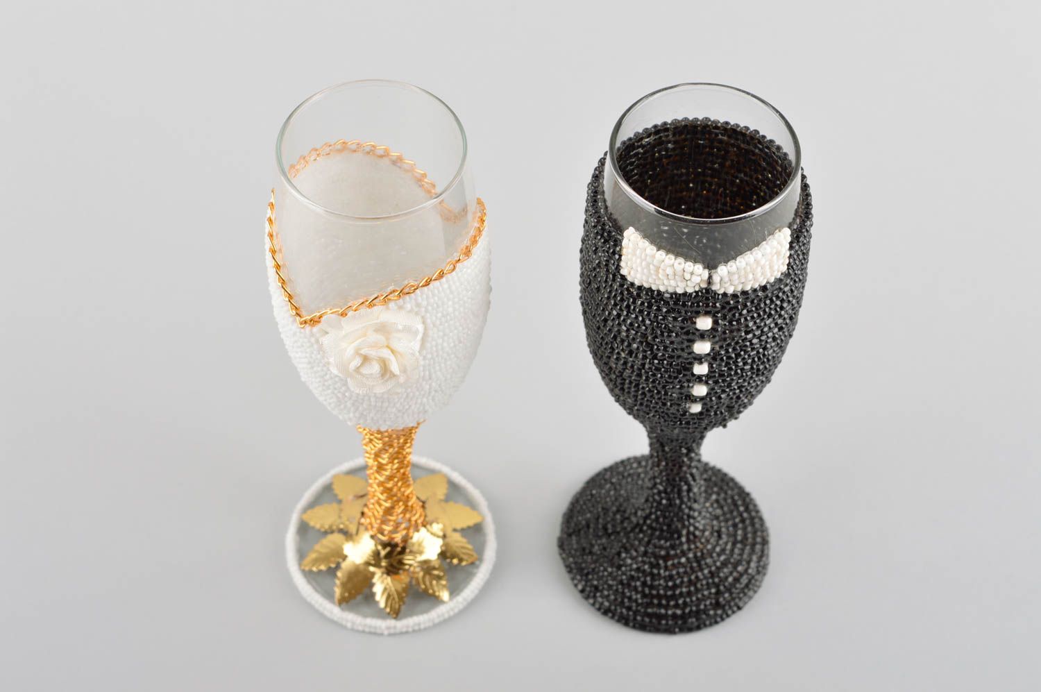 Beautiful handmade champagne glasses 2 wedding glasses wedding stemware ideas photo 4