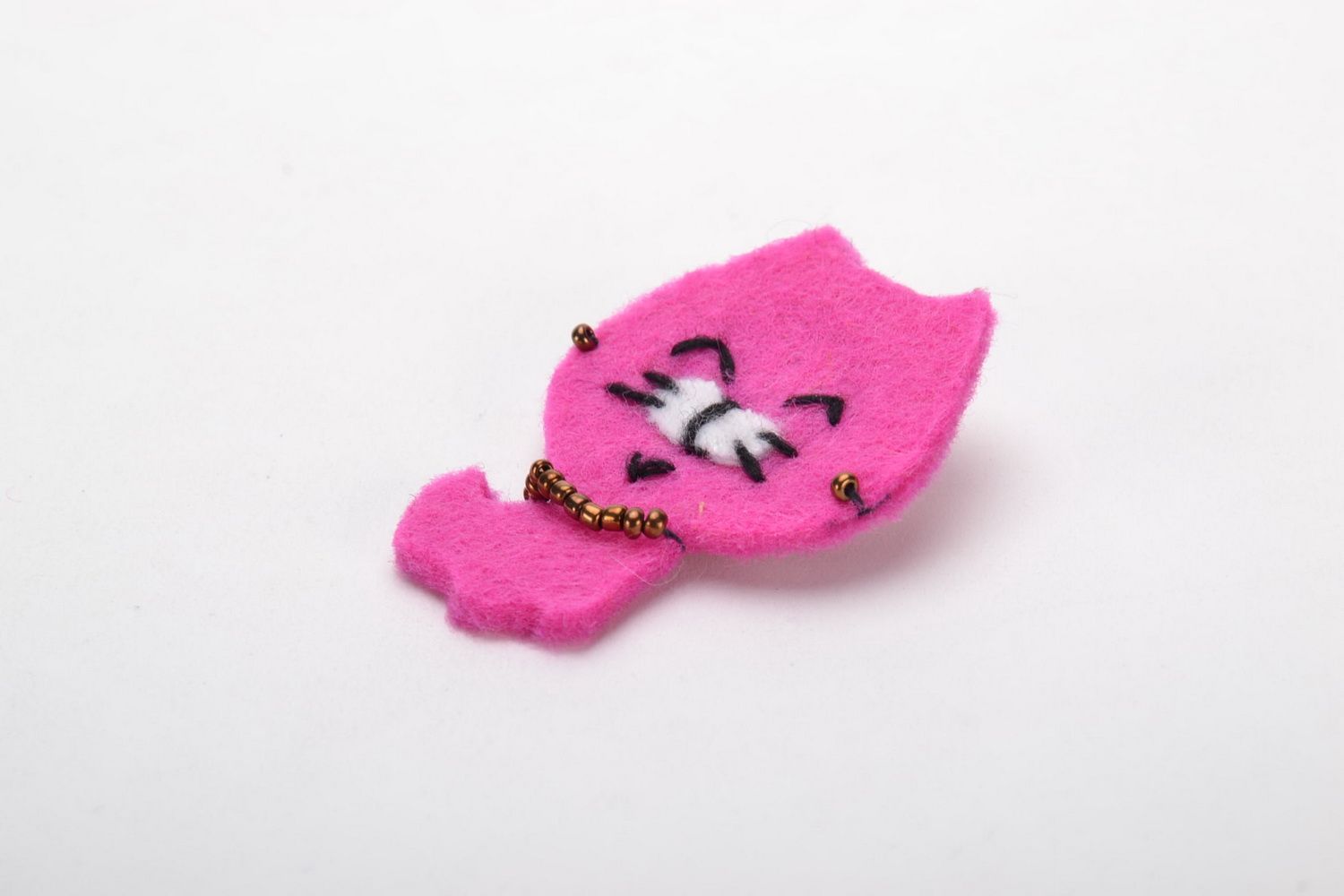 Broche originale en feutre Chat rose photo 2