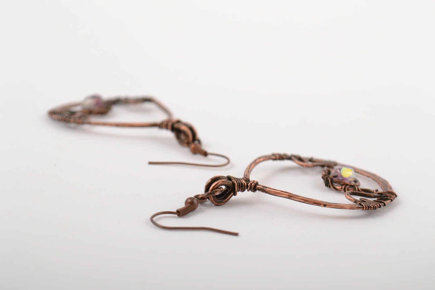 Handgemachte Kupfer Ohrringe schöner Mode Schmuck lange Metall Ohrringe foto 3