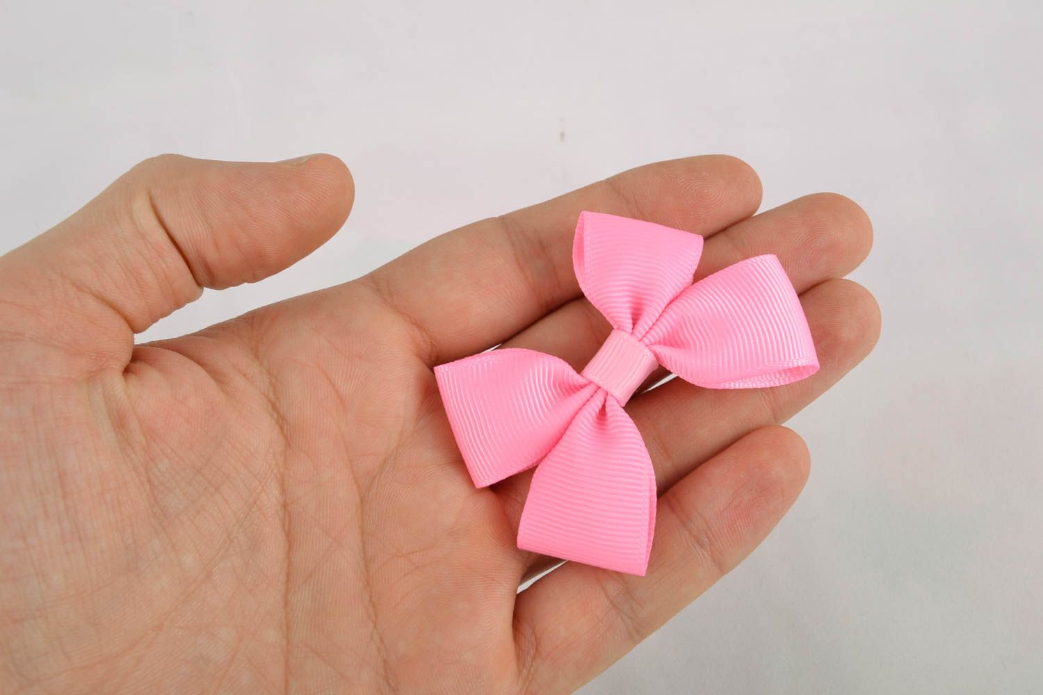 Pink ribbon bow for hair clip photo 2