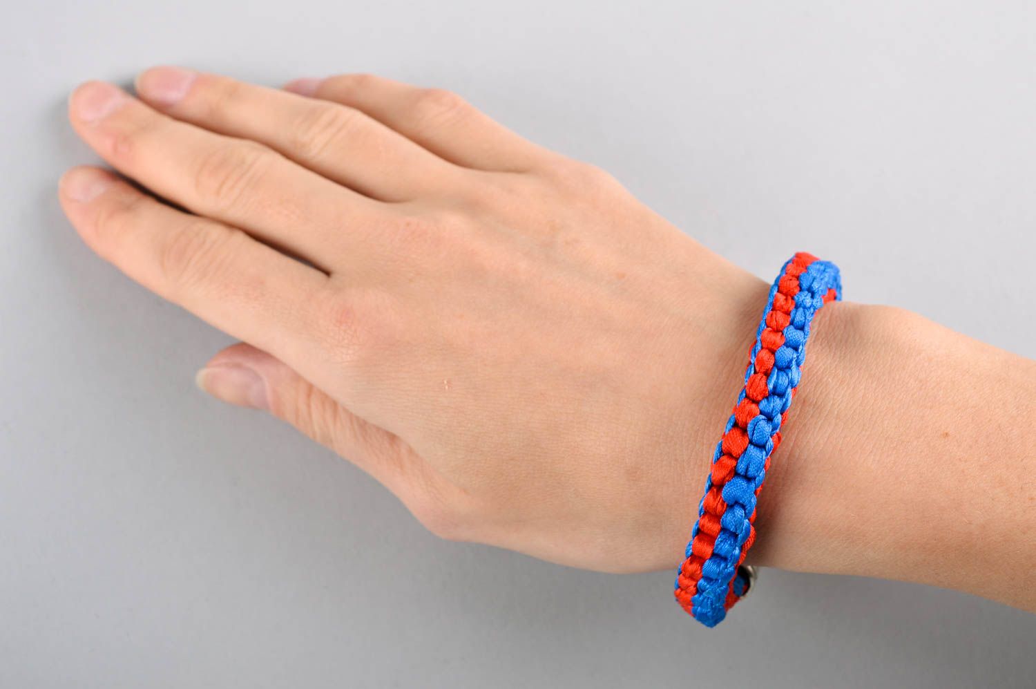Модный браслет ручной работы плетеный браслет красный с синим женский браслет фото 4