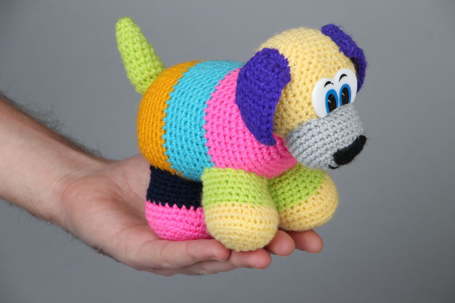 Jouet mou tricoté chien multicolore photo 4