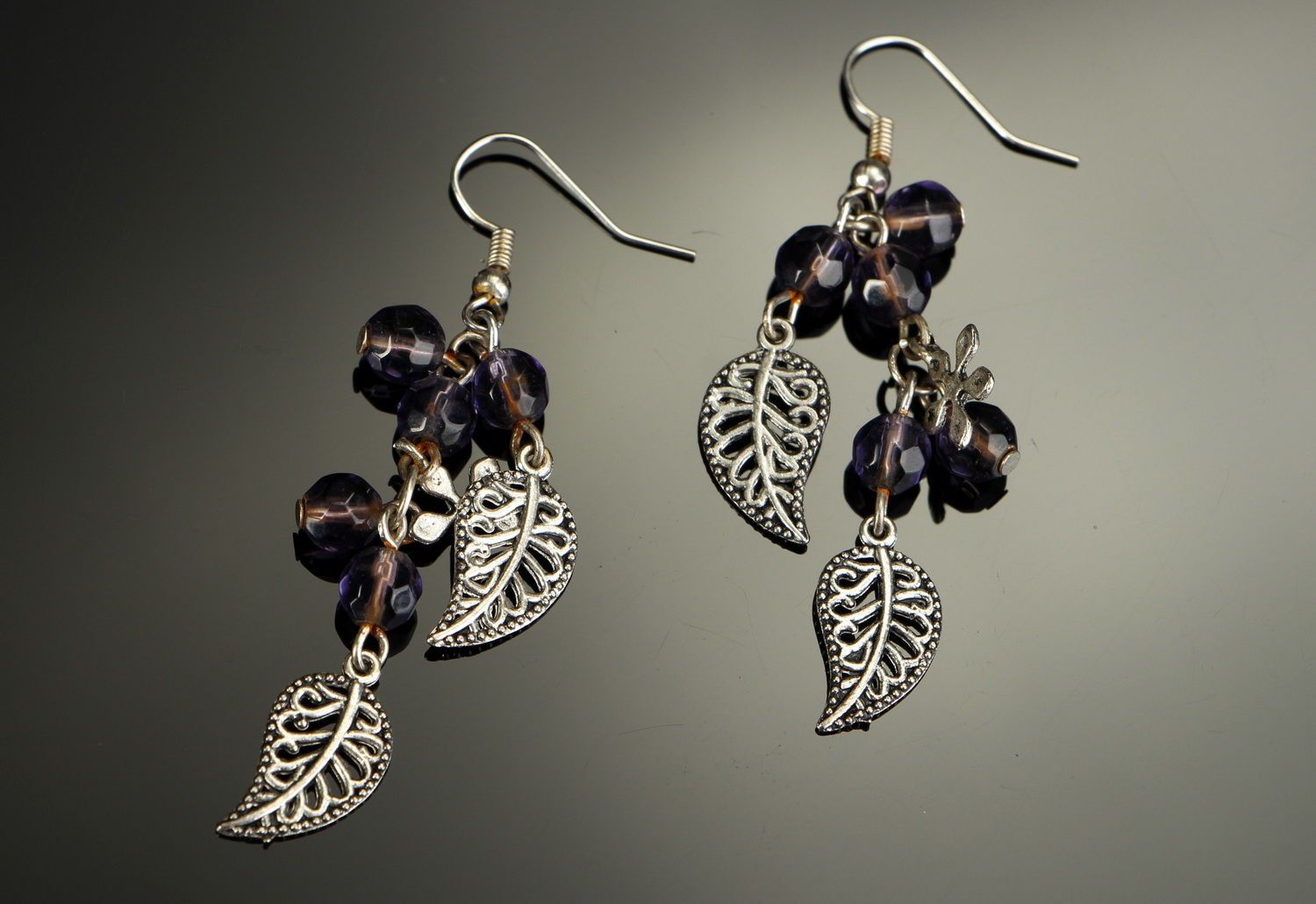 Earrings made of steel and glass Currant berries photo 1