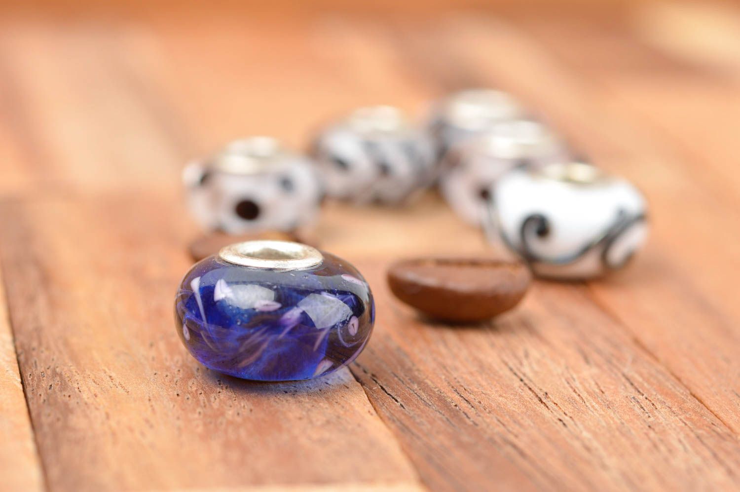 Blue handmade fittings unusual designer accessories stylish glass bead photo 1