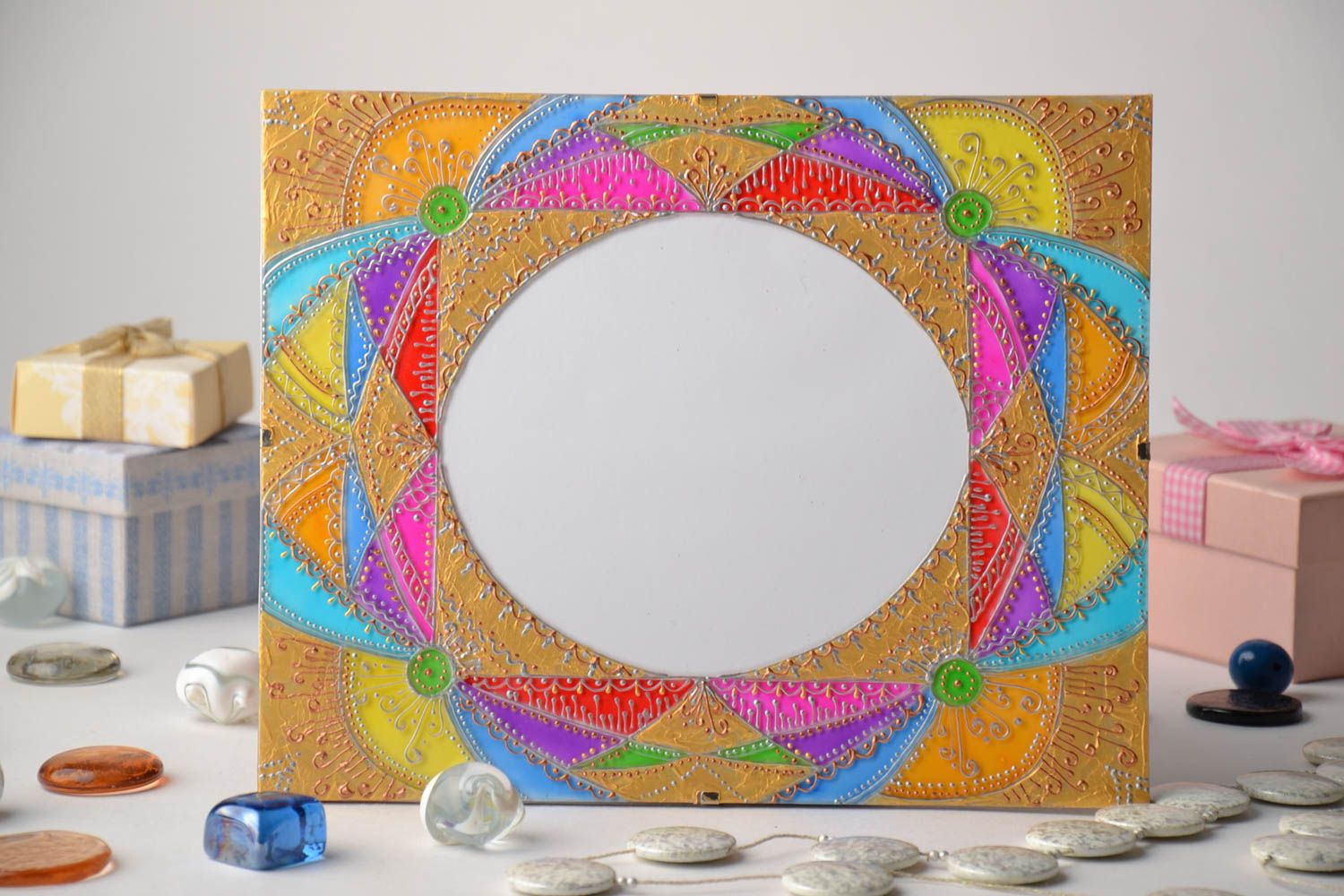 Bright stained glass photo frame photo 1