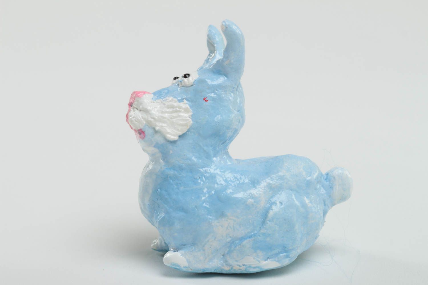 Figurine décorative fait main Statuette lapin bleu pâte polymère Cadeau original photo 3
