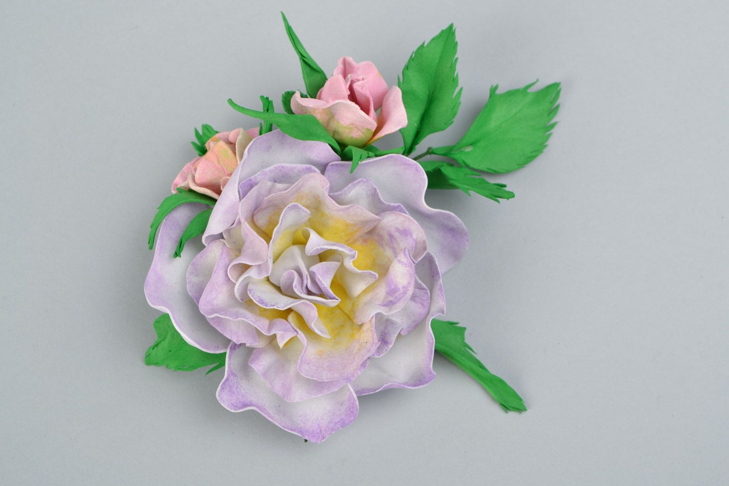 Künstlerische Designer Haarblüte Brosche bunt in Form von Rose handmade für Frau foto 3