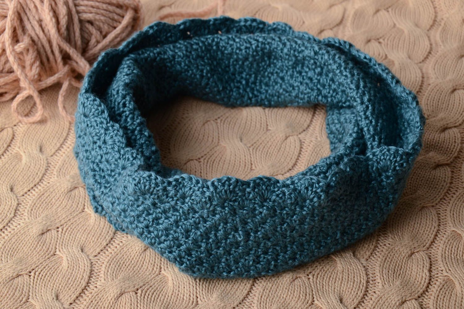 Warm crochet collar scarf photo 1