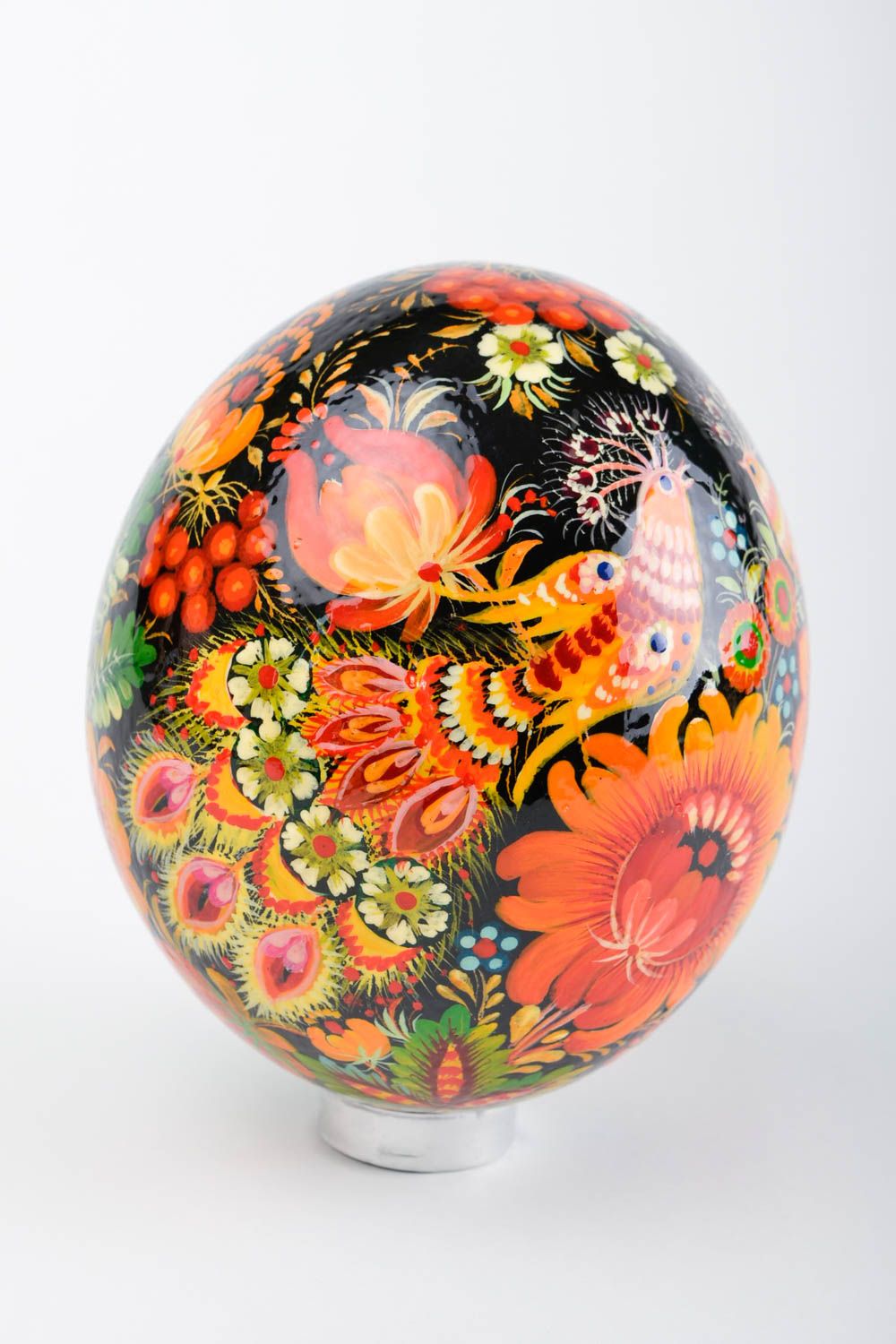 Пасхальное яйцо ручной работы страусиное подарок на пасху декоративный элемент фото 4