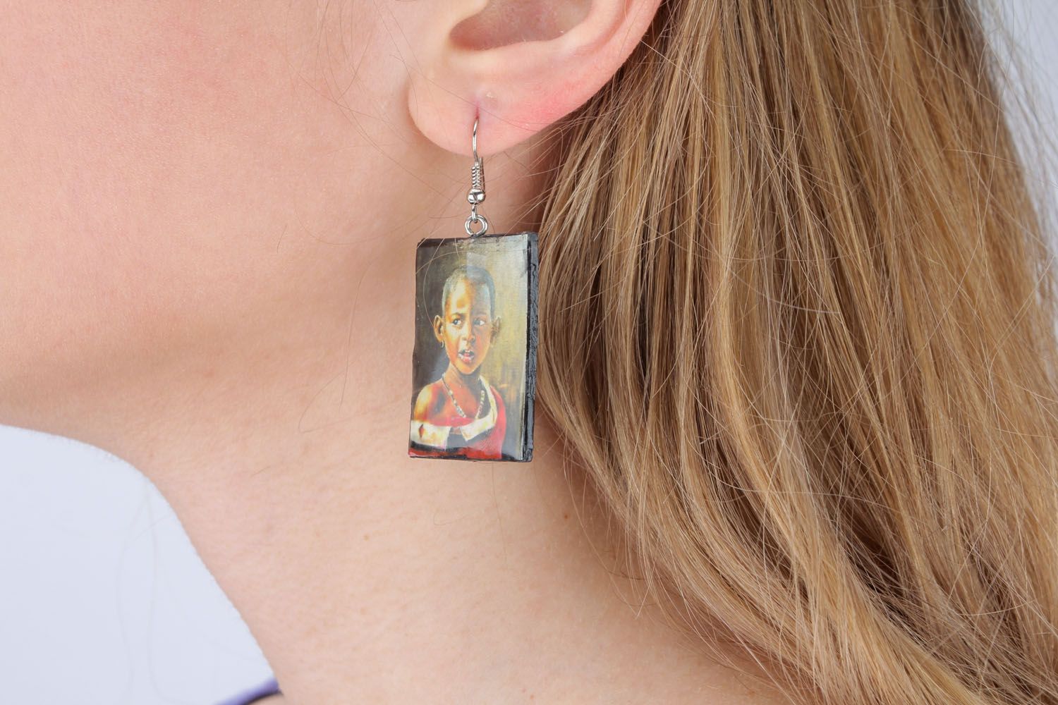 Homemade earrings with African motives photo 1