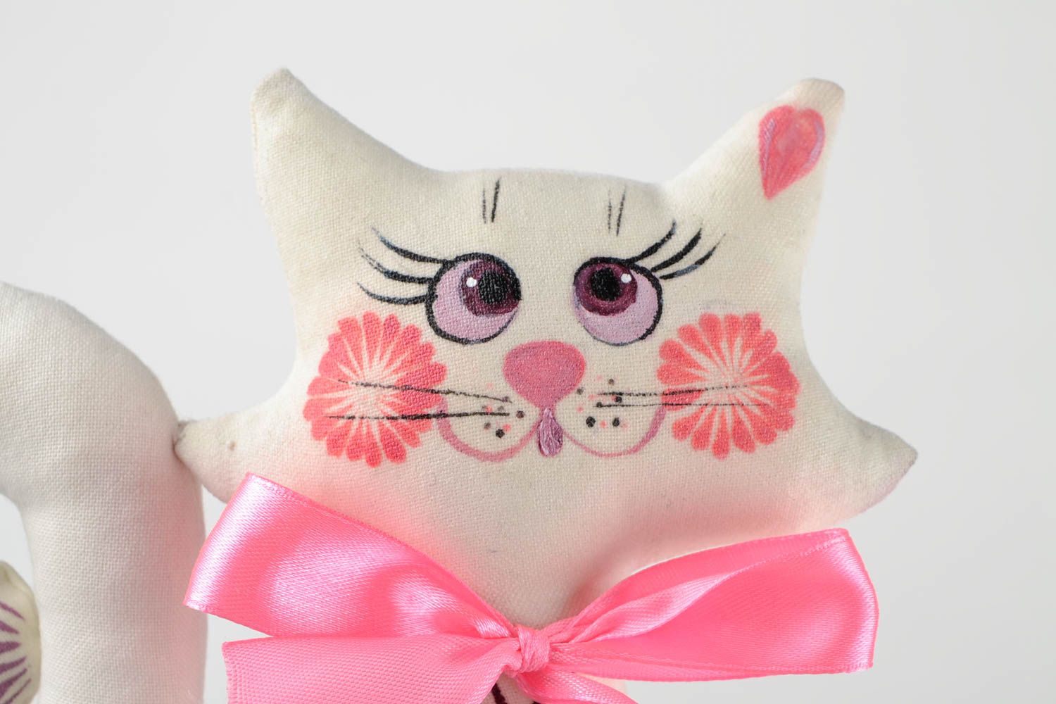 Handmade soft toy interesting present stylish textile toy white cat gift photo 3