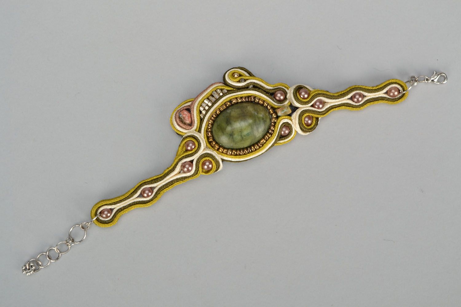 Soutache bracelet with coil stone photo 4