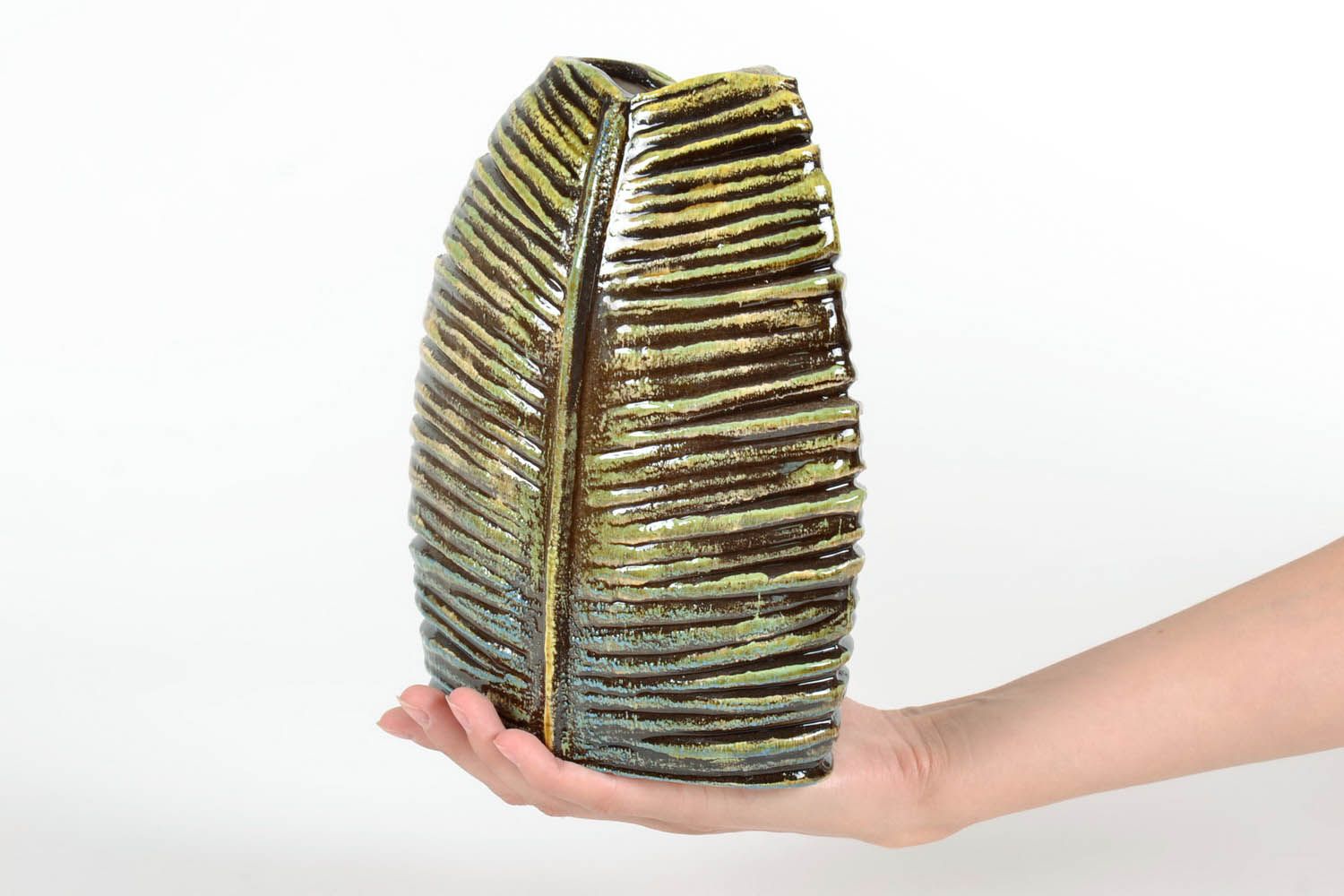 Vaso de cerâmica de mesa Folhas de palmeira foto 5