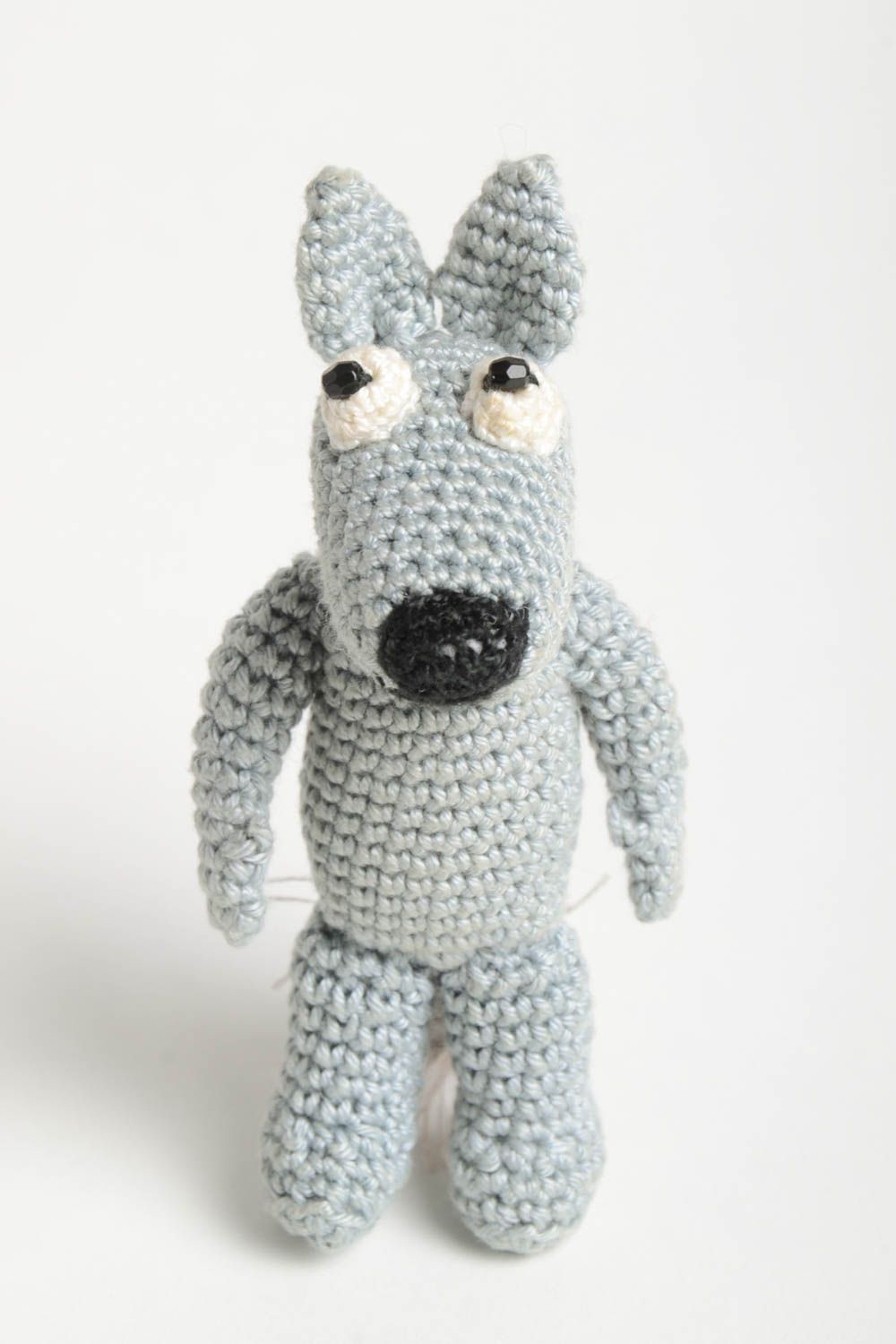 Jouet loup fait main Peluche tricotée au crochet en coton Cadeau pour enfant photo 2
